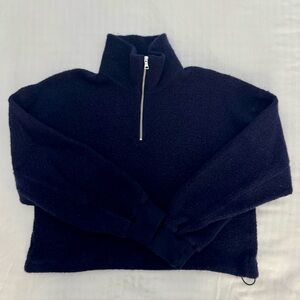 Babaton Midnight Blue Fleece Cropped Top- Size L